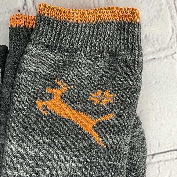Lamb's Wool Socks Men's Size 10-13 Gray Black Orange 2 Pair Wool Blend Hiking - Picture 6 of 8